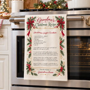 Personalised Handwritten Christmas Recipe Towel