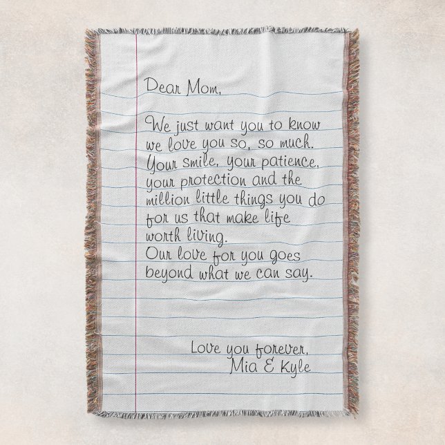 Personalised Handwritten Letter Love Message Mum Throw Blanket (Creator Uploaded)