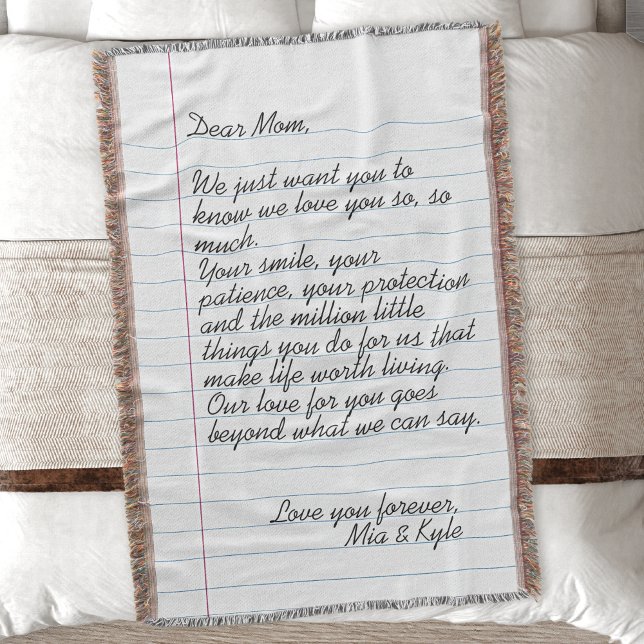 Personalised Handwritten Letter Love Message Mum Throw Blanket (Creator Uploaded)