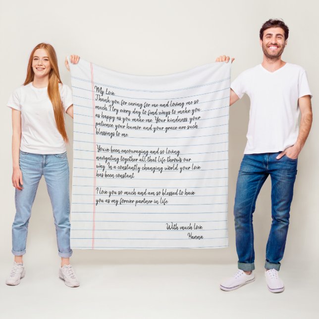 Personalised Handwritten Love Letter for Husband Fleece Blanket (In Situ)