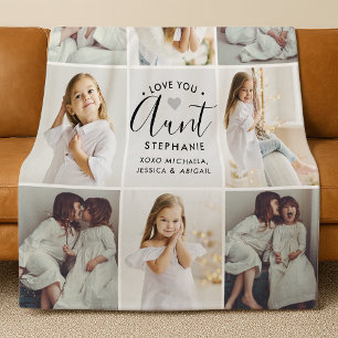 Personalised Handwritten Love You Aunt 8-Photo Fleece Blanket