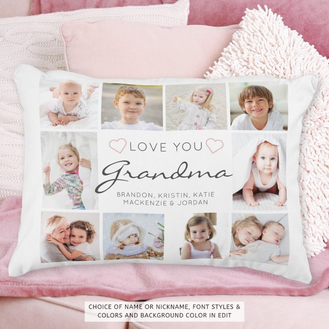 Personalised Handwritten Love You Grandma 10 Photo Decorative Cushion (Creator Uploaded)