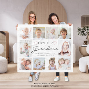 Personalised Handwritten Love You Grandma 10 Photo Fleece Blanket