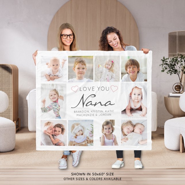 Personalised Handwritten Love You Nana 10 Photo Fleece Blanket (Creator Uploaded)