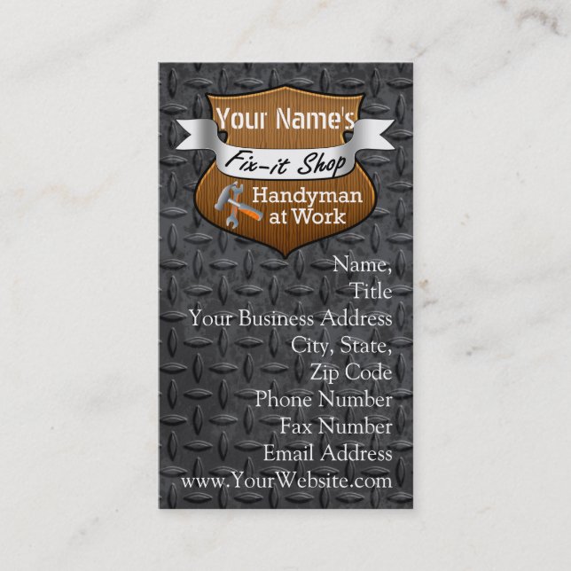 Personalised Handyman Fix-It Custom Name Business Card (Front)