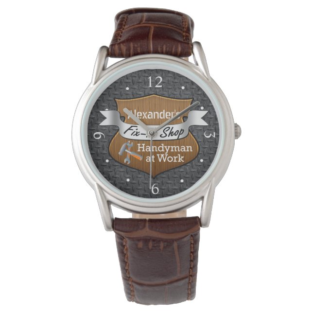 Personalised Handyman Fix-It Custom Name Men's Watch (Front)