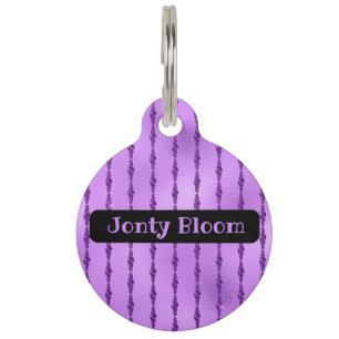 Personalised Hanging Beads Amethyst Purple Pet Tag