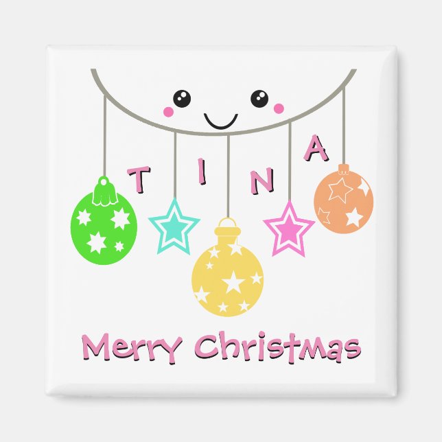 Personalised Hanging Ornaments Merry Christmas Magnet (Front)