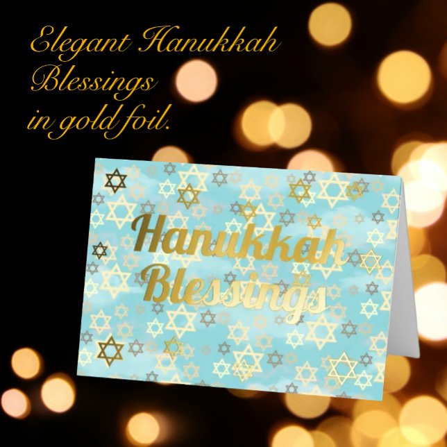 Personalised Hanukkah Elegant Modern Gold Foil  Holiday Card (Scroll down to see just how beautiful and elegant this foil lettering is)