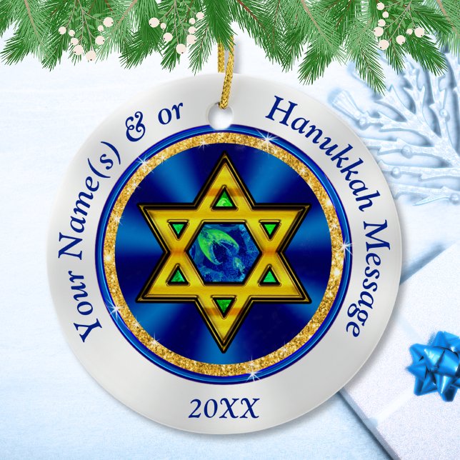 Personalised, Hanukkah Ornaments for a Tree, (Hanukkah Ornaments. Inexpensive Hanukkah Gifts. Hanukkah gifts for adults. Hanukkah gifts each day.)