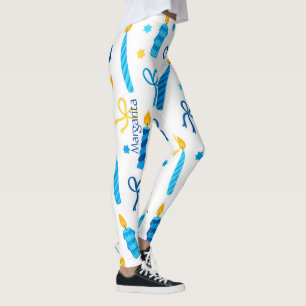 Personalised Hanukkah Pattern Cute Workout Leggings
