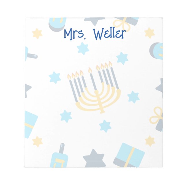 Personalised Hanukkah Themed Notepad (Front)