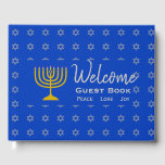 Personalised HANUKKAH Welcome Guest Book<br><div class="desc">Personalised HANUKKAH Welcome Guest Book in mid blue Keep the memories of your special gatherings alive by collecting your guests' thoughts in this subtly stylish Hanukkah Guest Book. The placeholder text is customisable, so you can change the description, eg. to your family name, Visitors Book, etc. Suitable for Hanukkah, Weddings,...</div>