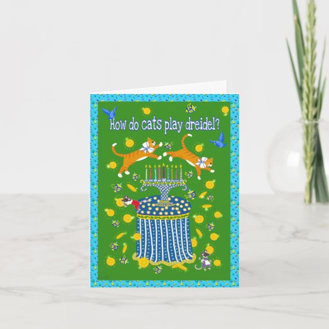 Personalised Hanukkah with Orange Tabby Cats!  Card (Front)