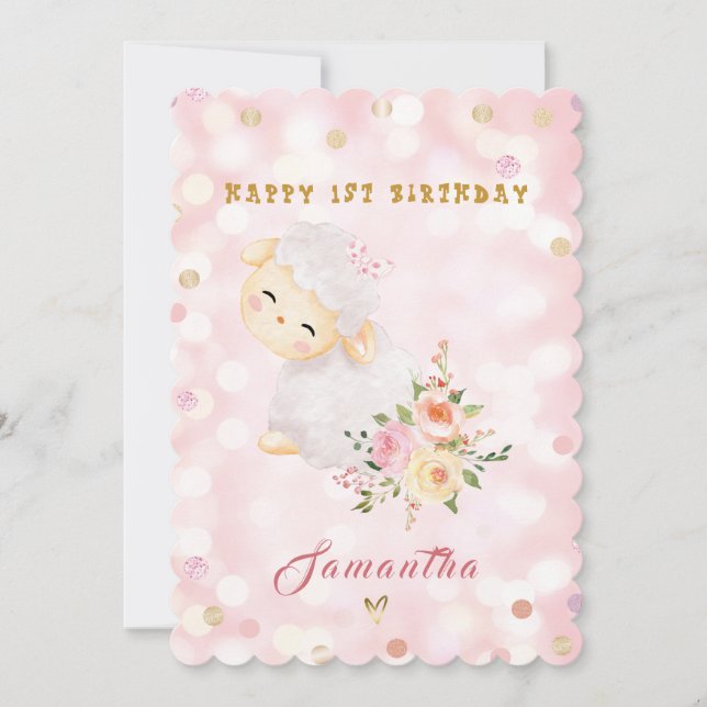 Personalised Happy 1st Birthday Card for Girl (Front)