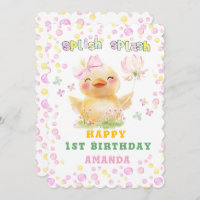 Personalised Happy 1st Birthday Rubber Duck Girl