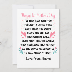 Personalised Happy 1st Mother's Day, Custom Names  Holiday Card