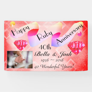 Personalised Happy 40th Wedding Anniversary Banner