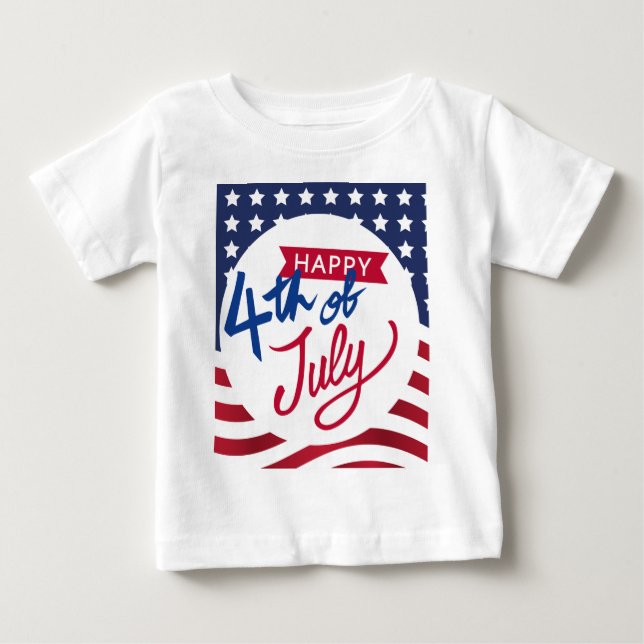 Personalised Happy 4th Of July  Baby T-Shirt (Front)
