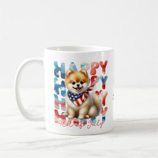 Personalised Happy 4th of July Pomeranian  Coffee Mug