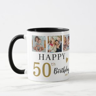 Personalised Happy 50th Birthday 6 Photo Collage Mug
