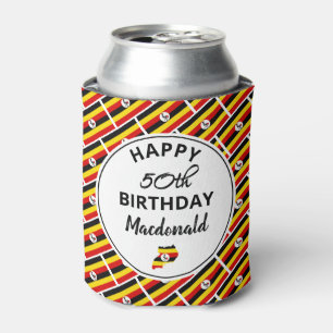 Personalised Happy 50th Birthday UGANDA FLAG Can Cooler