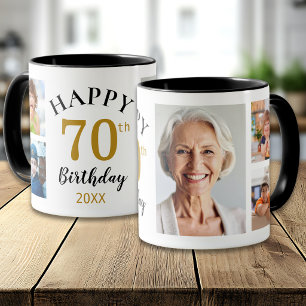 Personalised Happy 70th Birthday 5 Photo Collage   Mug