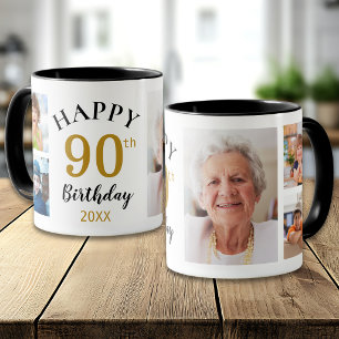 Personalised Happy 90th Birthday 5 Photo Collage   Mug