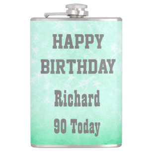 Personalised Happy 90th  Birthday design Hip Flask