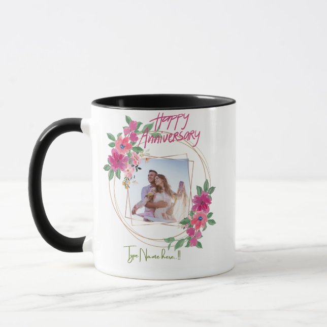 Personalised Happy Anniversary Mug  (Left)