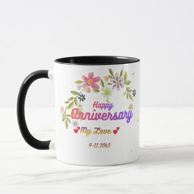 Personalised Happy Anniversary Mug  (Left)