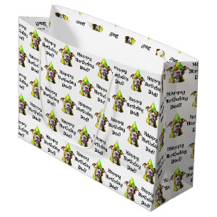 Personalised Happy Birthday (Add Name) Pitbull Large Gift Bag