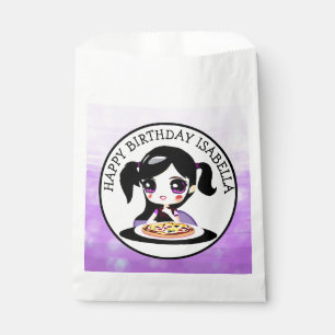Personalised Happy Birthday Anime Girl Pizza Party Favour Bag