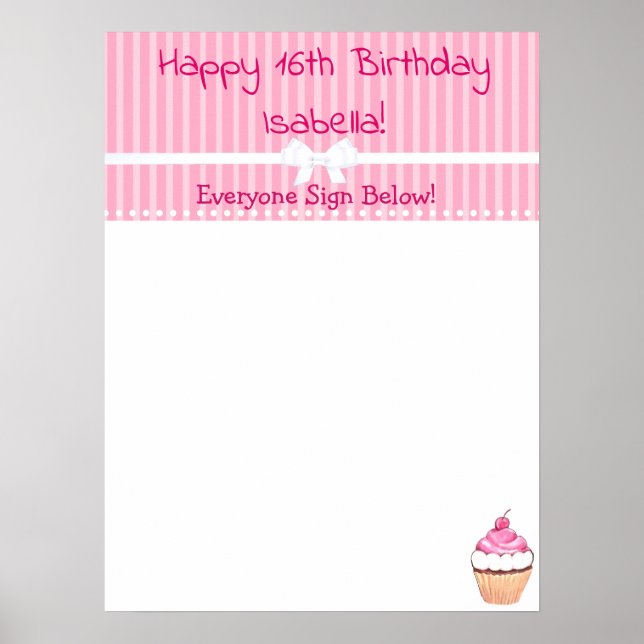 Personalised Happy Birthday Autographs Poster (Front)