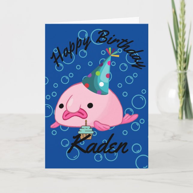 Personalised Happy Birthday Blobfish   Card (Front)
