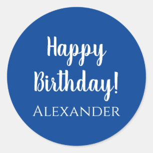 Personalised Happy Birthday Blue Gift Label
