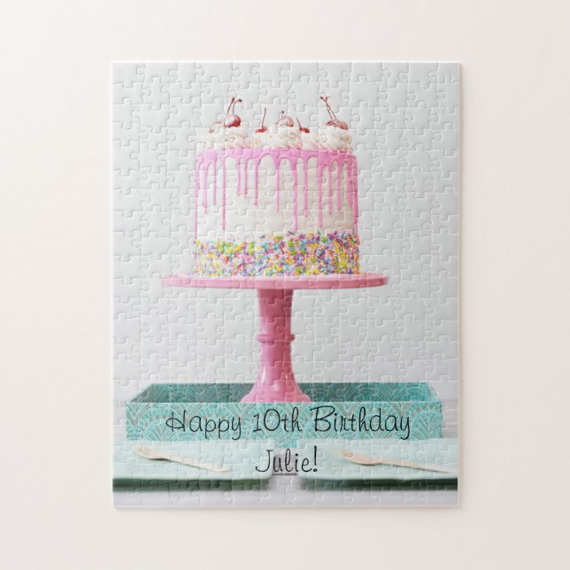 Personalised Happy Birthday Cake Jigsaw Puzzle (Vertical)