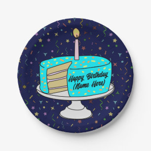 Personalised Happy Birthday Cake - Paper Plates