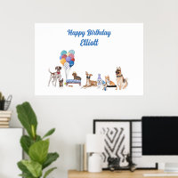 Personalised Happy Birthday Canine Dog Breeds