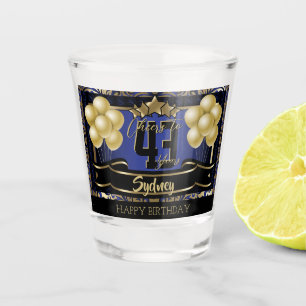 Personalised Happy Birthday Celebration -Dark Blue Shot Glass