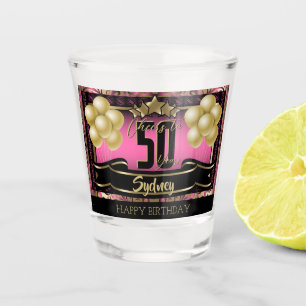 Personalised Happy Birthday Celebration - Pink Shot Glass
