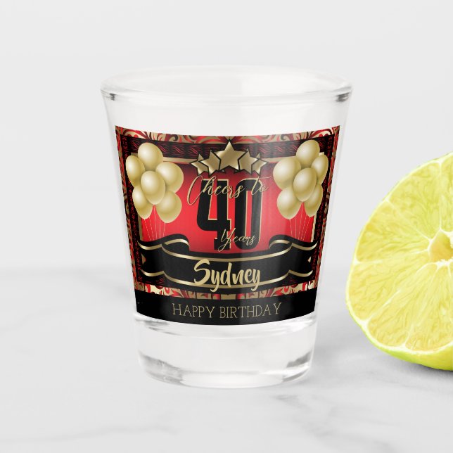 Personalised Happy Birthday Celebration - Red Shot Glass (Front)