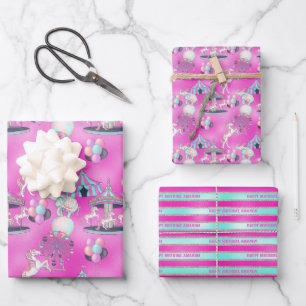 Personalised Happy Birthday Circus Wrapping Paper Sheet