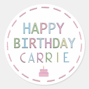Personalised Happy Birthday Colourful Letters Cake Classic Round Sticker