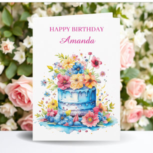 Personalised Happy Birthday   Colouring Page Card