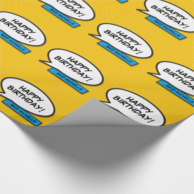 Personalised HAPPY BIRTHDAY Comic Book Pop Art Wrapping Paper (Corner)