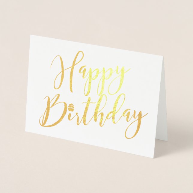 Personalised Happy Birthday Cupcake Foil Card (Front)