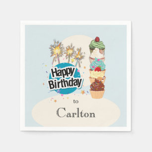 Personalised Happy Birthday Cupcake Paper Napkin