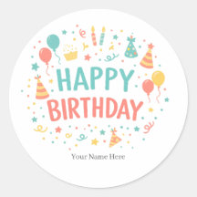 Personalised Happy Birthday Custom Party Stickers