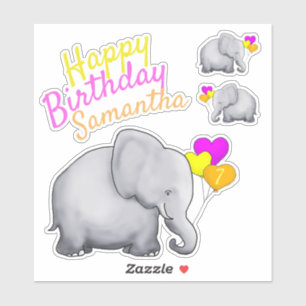 Personalised Happy Birthday Cute Elephants